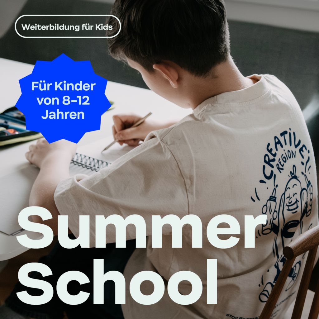Creative Summer School: 1 Woche Sommerprogramm im Kreativ-Hotspot von Linz - der Tabakfabrik Linz. Für Kinder zwischen 8 - 12 Jahren. Im Bild ein Kind beim Zeichnen.