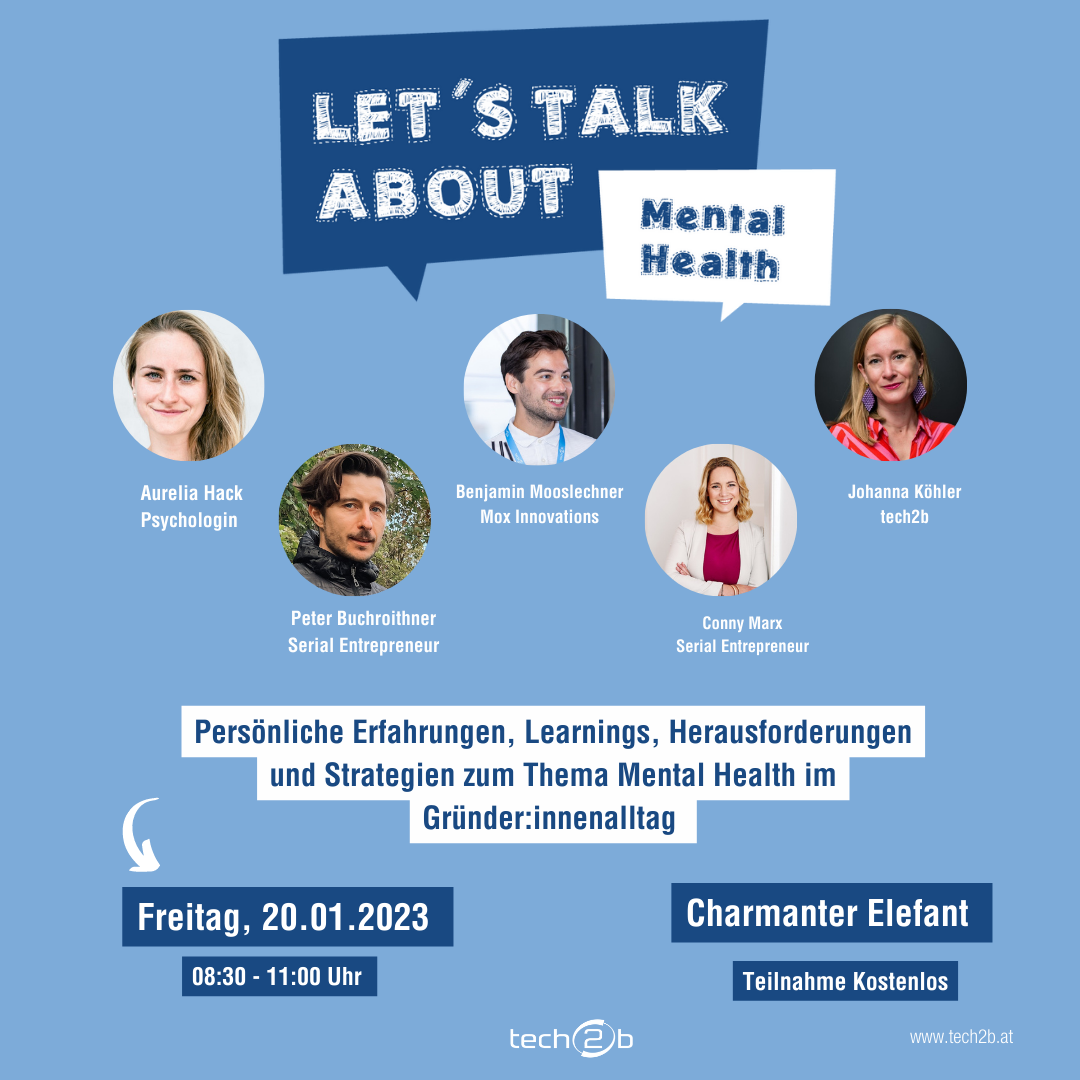Tabakfabrik Linz tech2b Let’s talk about … Mental Health im Gründerinnen Alltag